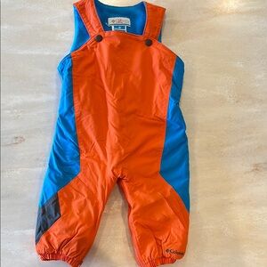 Columbia Orange and Blue Fleece lined Snow Overalls with Sporty Design